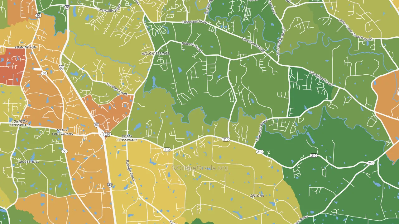 Coats Crossroads, NC Map of Drug-Related Crime Rates