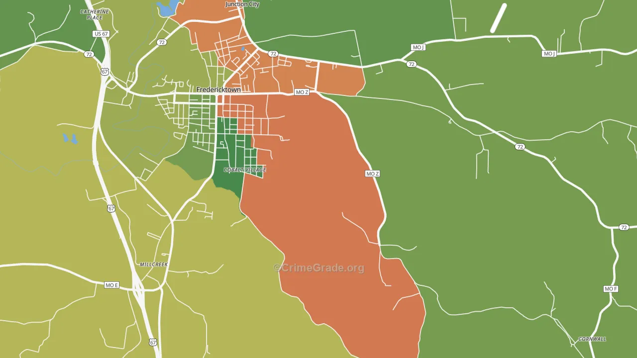 Cobalt, MO Map of Drug-Related Crime Rates