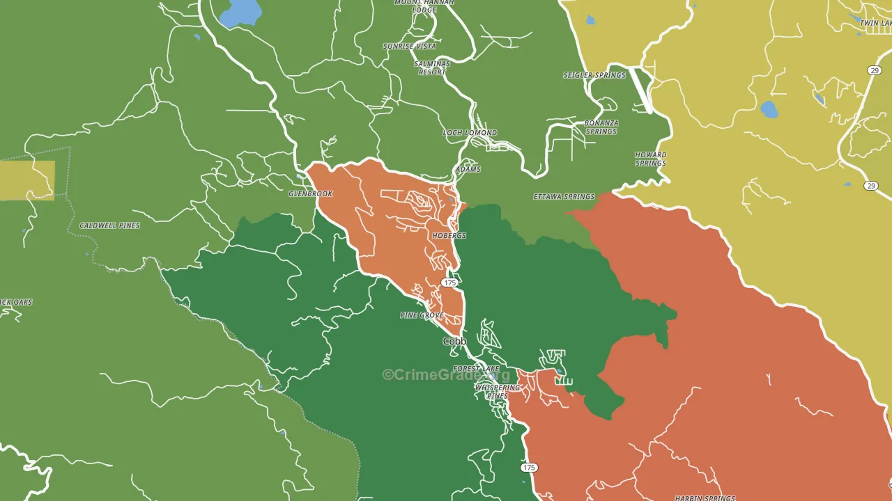 Cobb, CA Map of Drug-Related Crime Rates