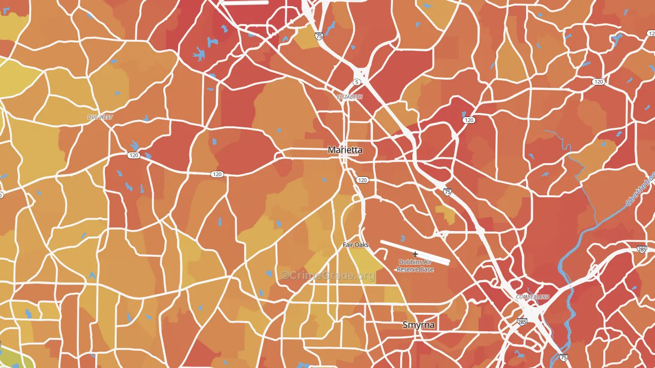 Cobb County, GA Map of Drug-Related Crime Rates