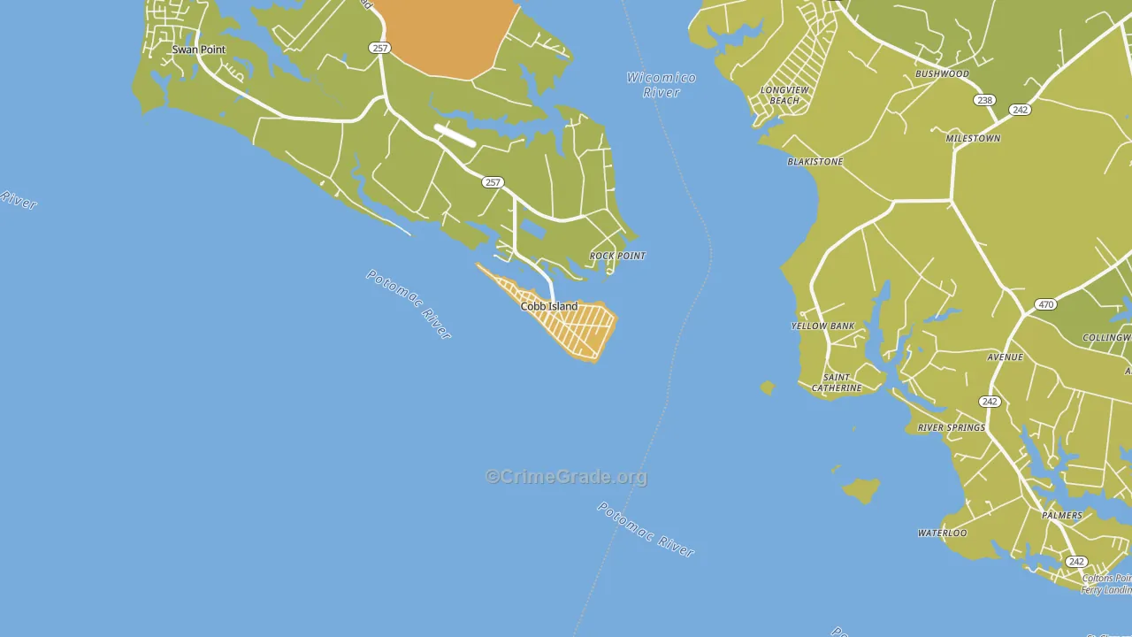 Cobb Island, MD Map of Drug-Related Crime Rates
