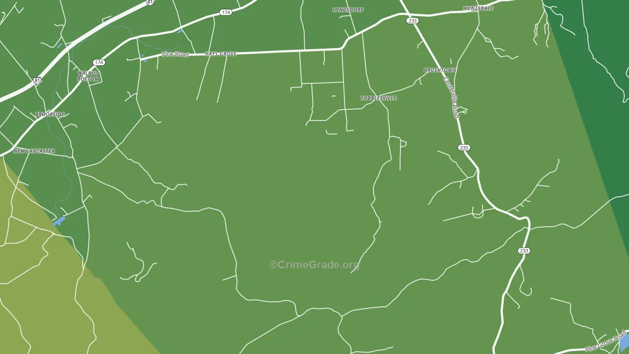Cobblesville, PA Map of Drug-Related Crime Rates