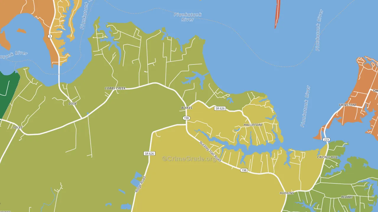 Cobbs Creek, VA Map of Drug-Related Crime Rates