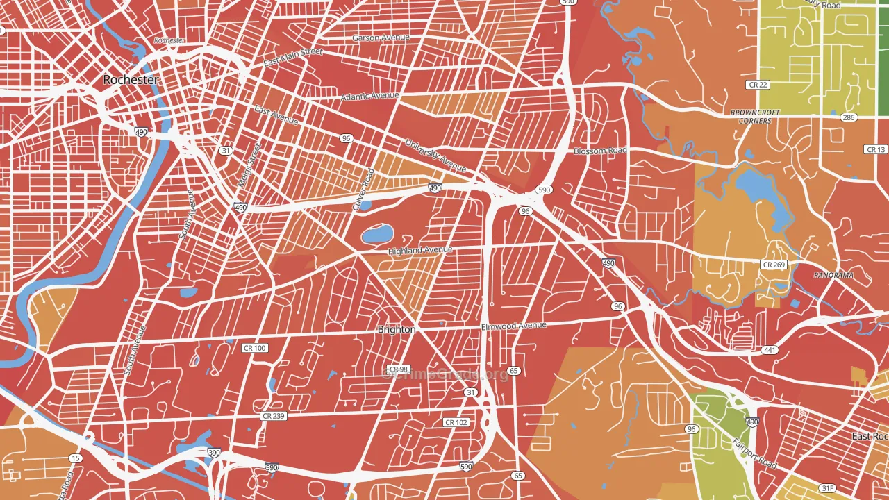 Cobbs Hill, Rochester, NY Map of Drug-Related Crime Rates