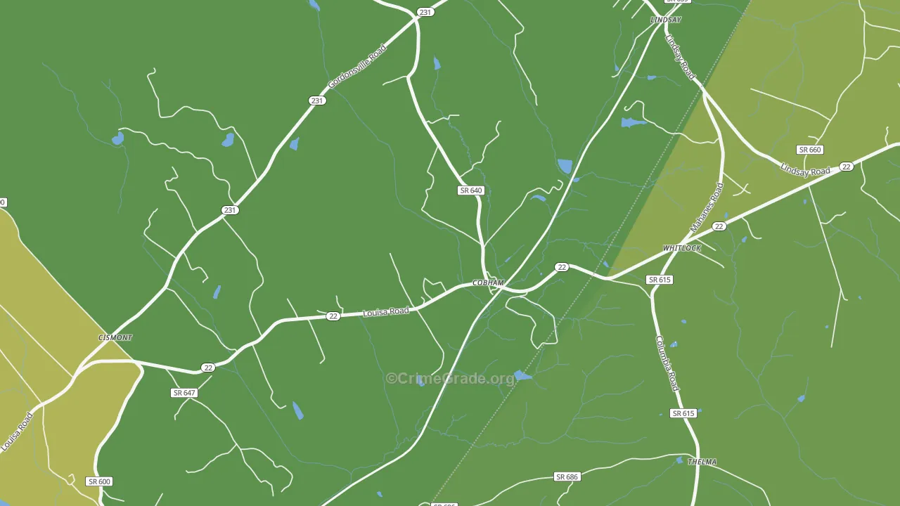 Cobham, VA Map of Drug-Related Crime Rates