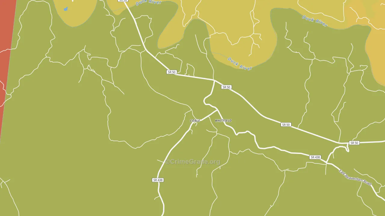 Coble, TN Map of Drug-Related Crime Rates