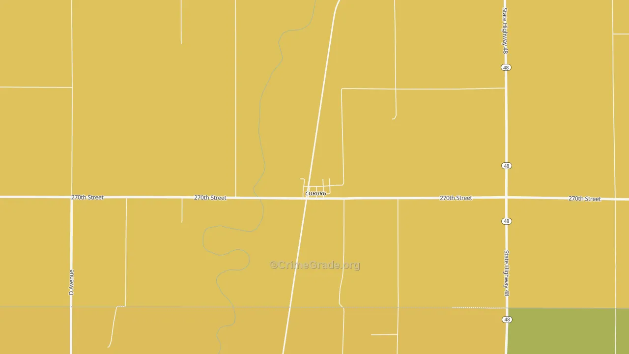 Coburg, IA Map of Drug-Related Crime Rates