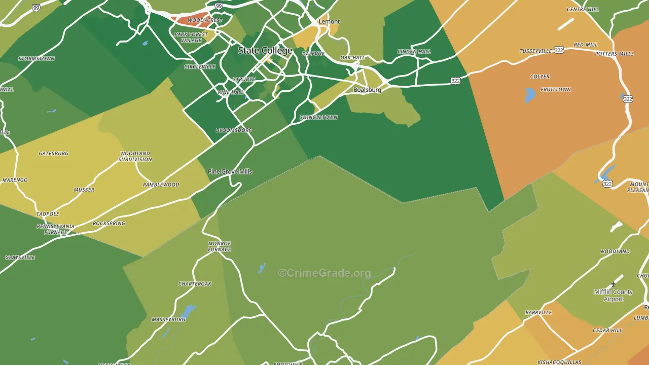 Coburn, PA Map of Drug-Related Crime Rates