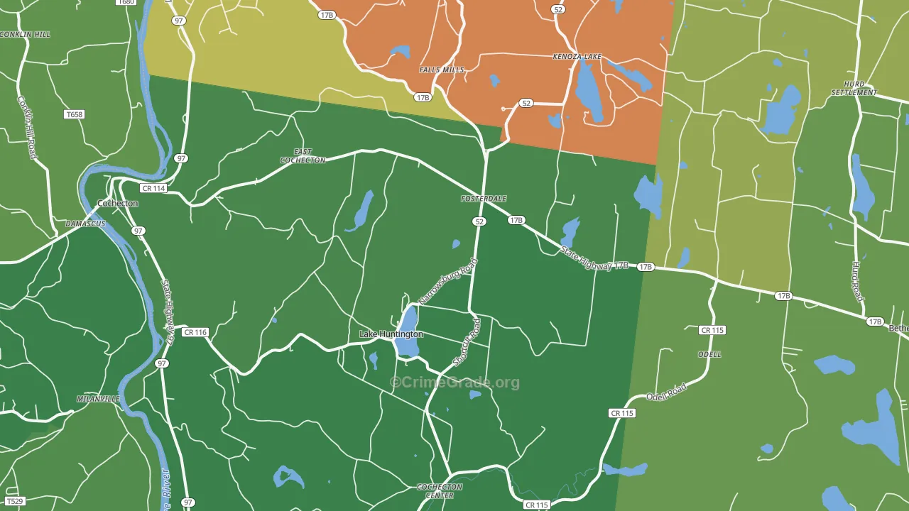 Cochecton, NY Map of Drug-Related Crime Rates