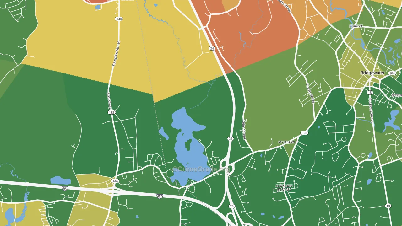 Cochesett, MA Map of Drug-Related Crime Rates