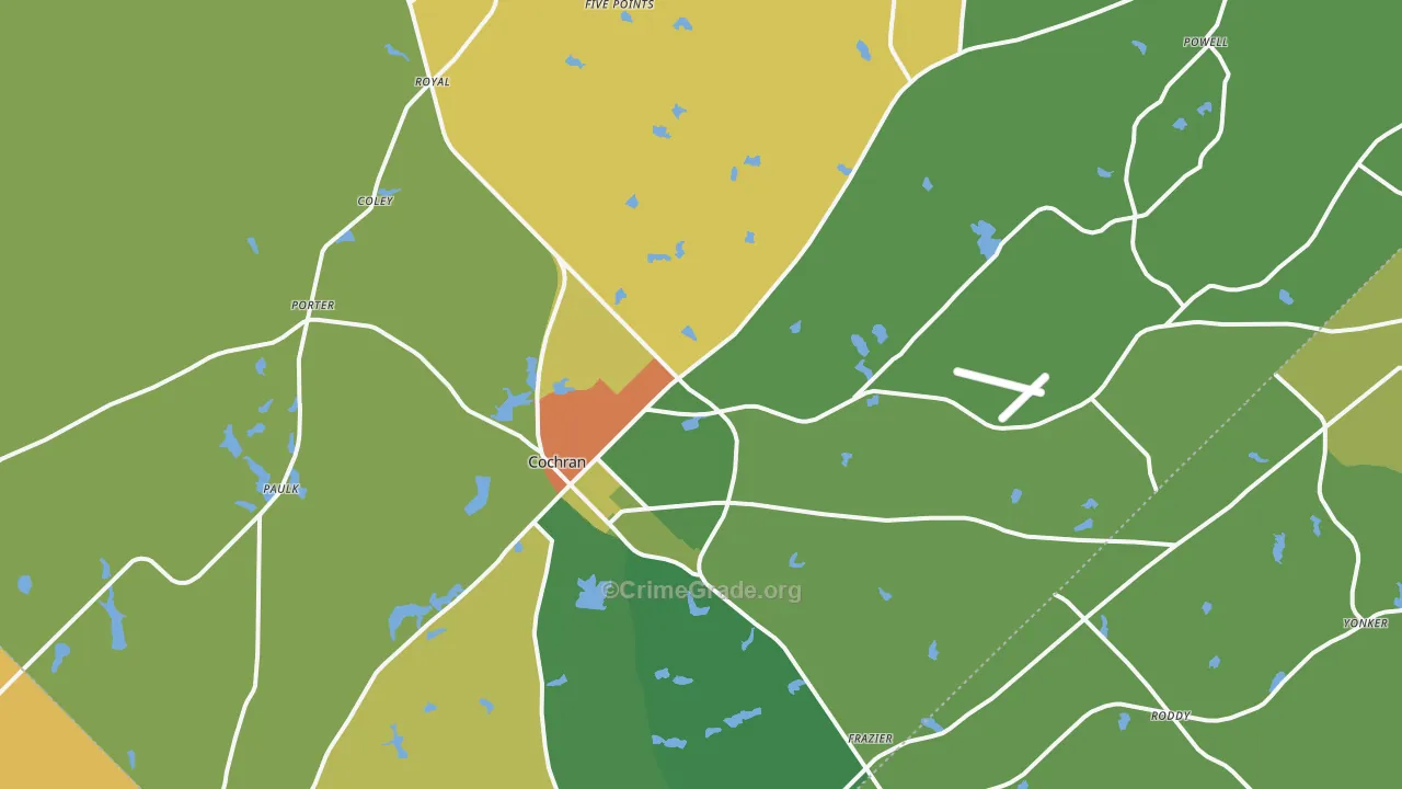 Cochran, GA Map of Drug-Related Crime Rates