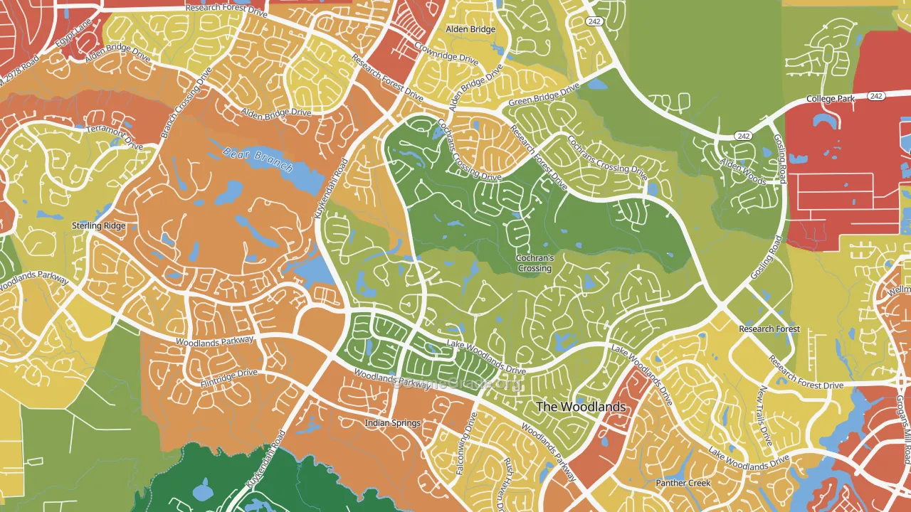 Cochran's Crossing, The Woodlands, TX Map of Drug-Related Crime Rates