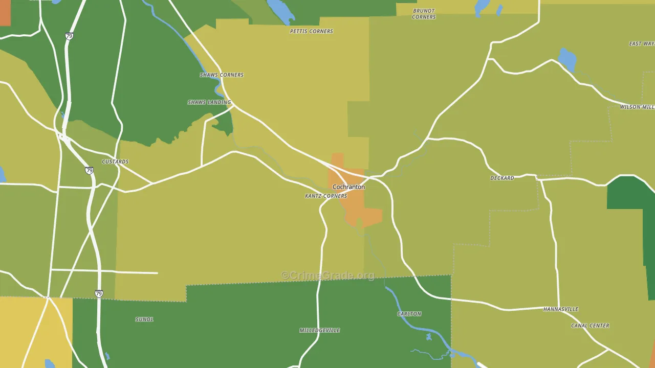 Cochranton, PA Map of Drug-Related Crime Rates