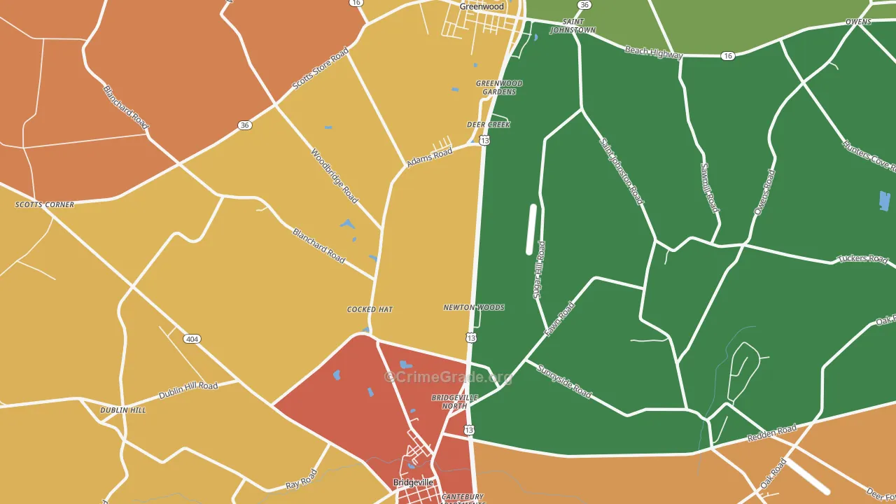 Cocked Hat, DE Map of Drug-Related Crime Rates