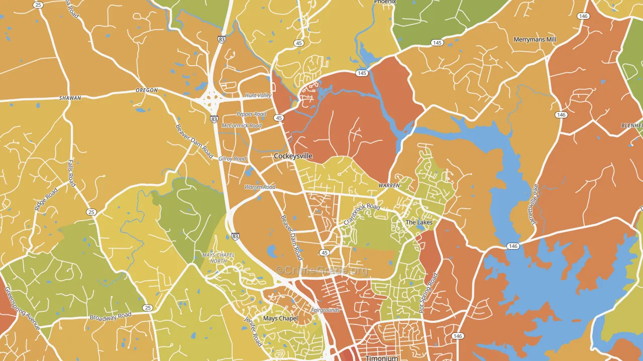 Cockeysville, MD Map of Drug-Related Crime Rates