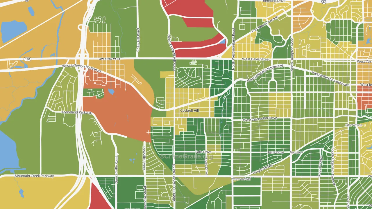 Cockrell Hill, TX Map of Drug-Related Crime Rates