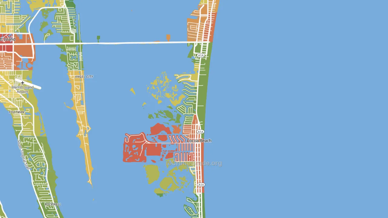 Cocoa Beach, FL Map of Drug-Related Crime Rates