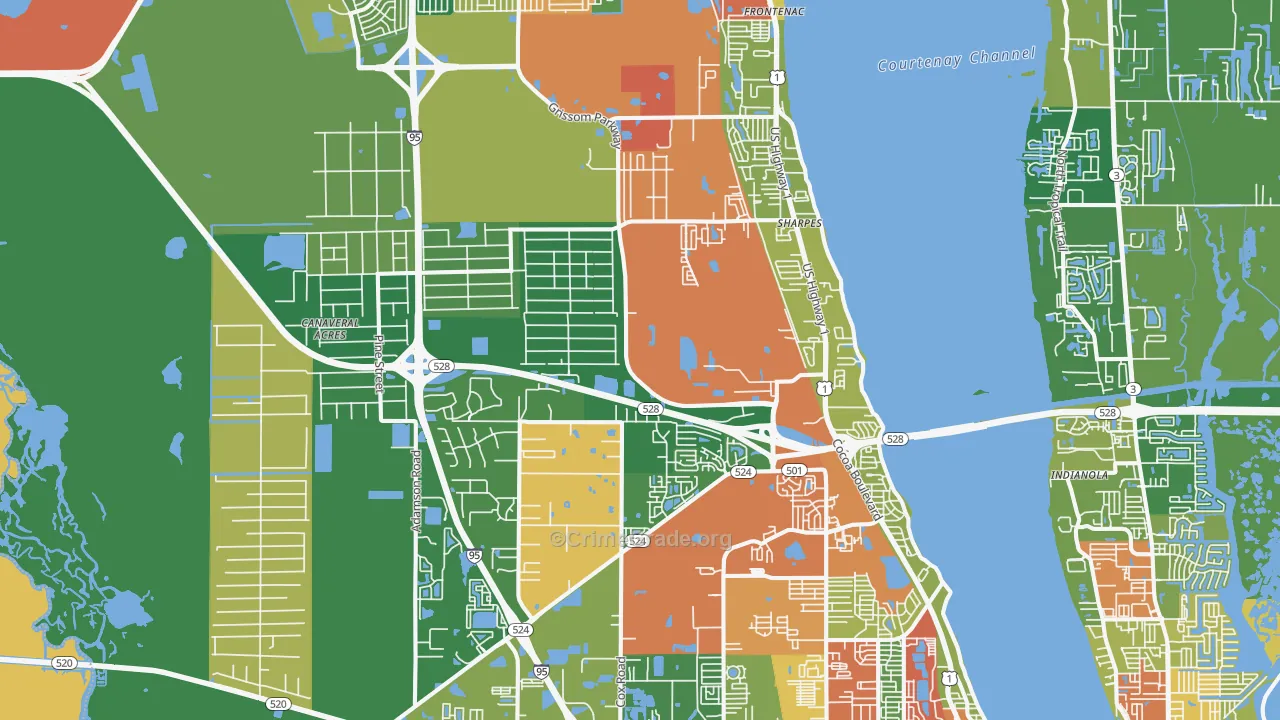 Cocoa, FL Map of Drug-Related Crime Rates