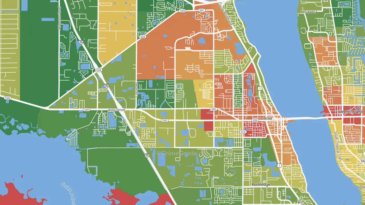 Cocoa West, FL Map of Drug-Related Crime Rates