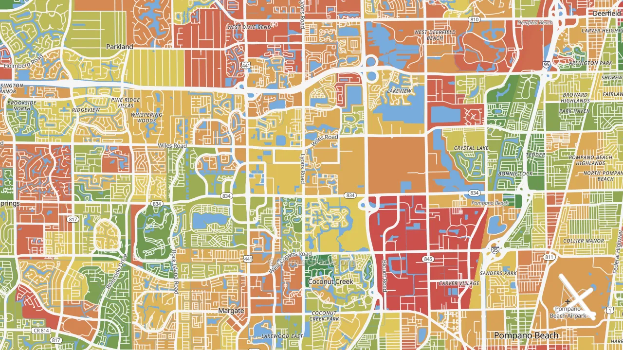 Coconut Creek, FL Map of Drug-Related Crime Rates