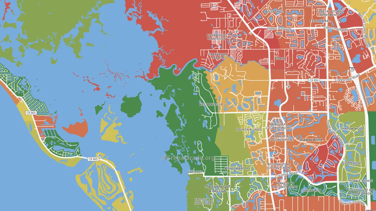 Coconut, FL Map of Drug-Related Crime Rates