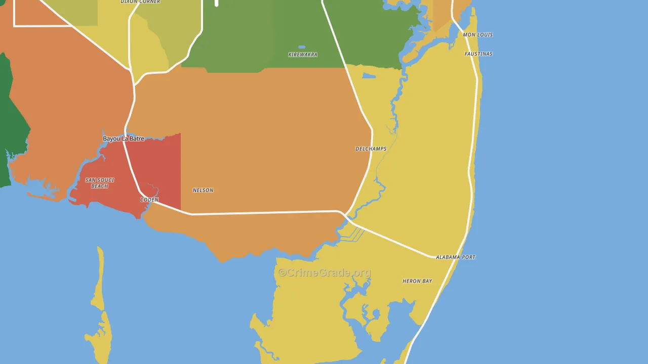 Coden, AL Map of Drug-Related Crime Rates