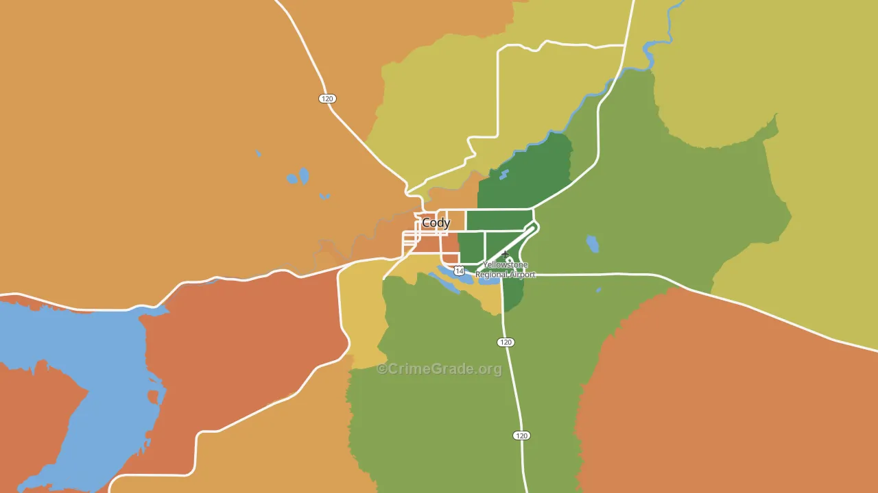 Cody, WY Map of Drug-Related Crime Rates