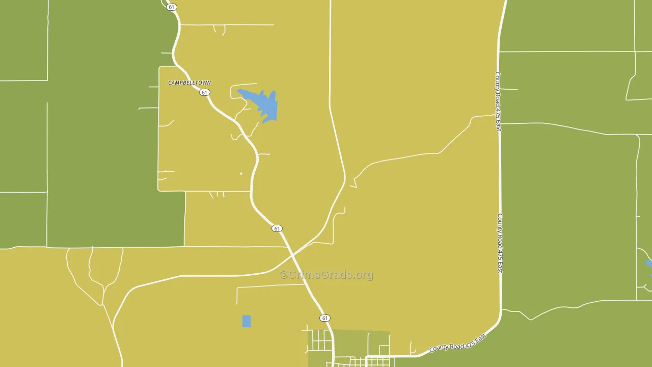 Coe, IN Map of Drug-Related Crime Rates
