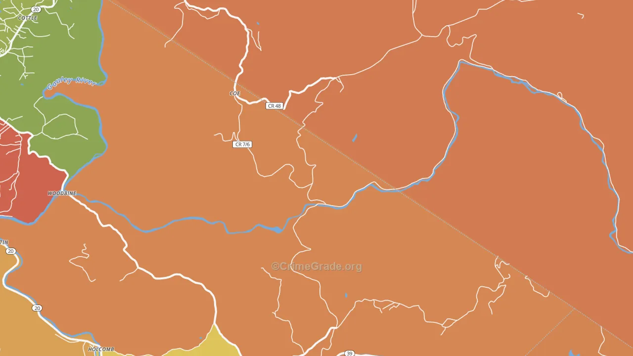 Coe, WV Map of Drug-Related Crime Rates