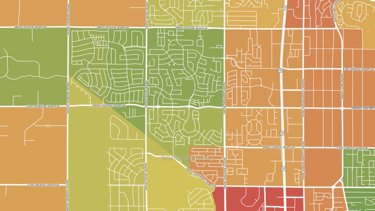 Coeur D'Alene Place, Coeur d'Alene, ID Map of Drug-Related Crime Rates