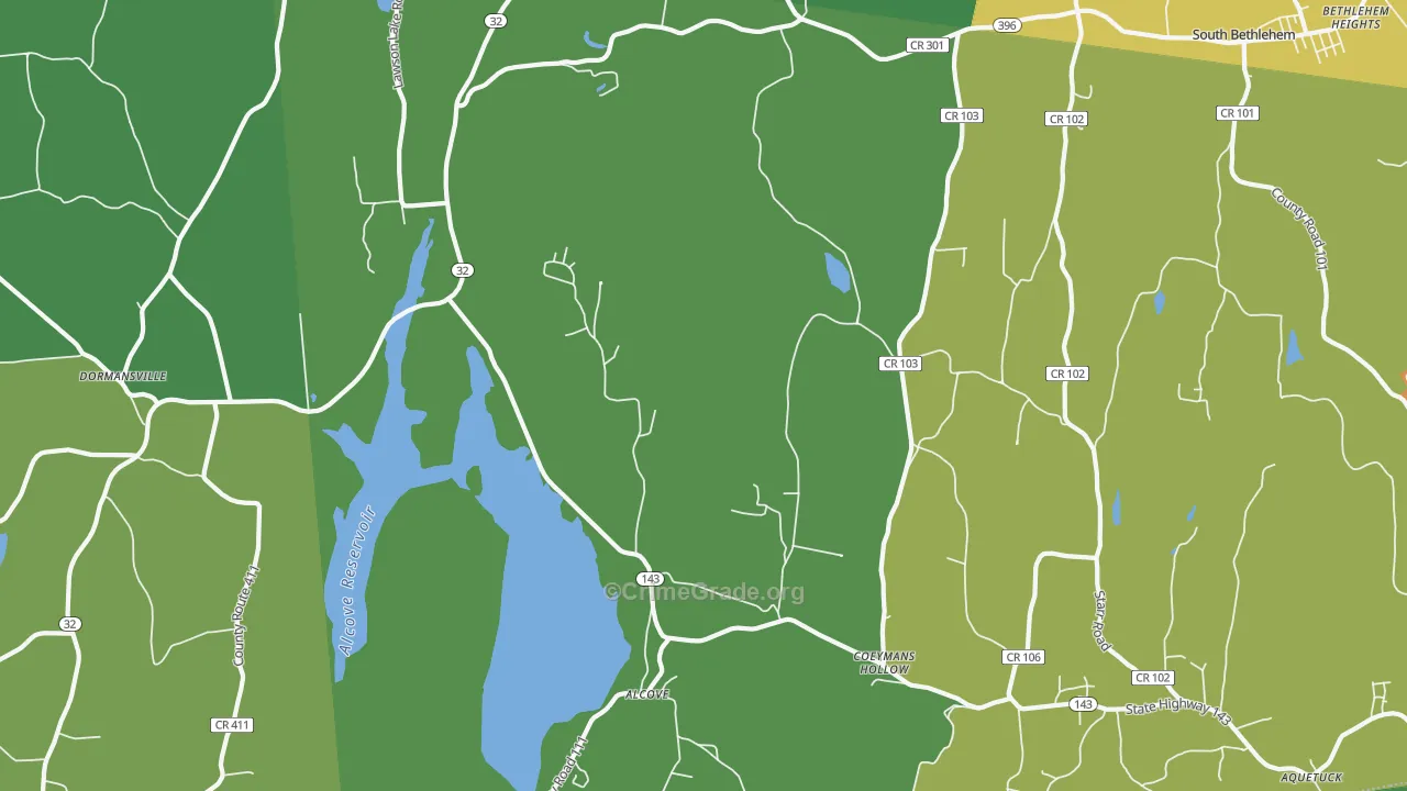 Coeymans Hollow, NY Map of Drug-Related Crime Rates