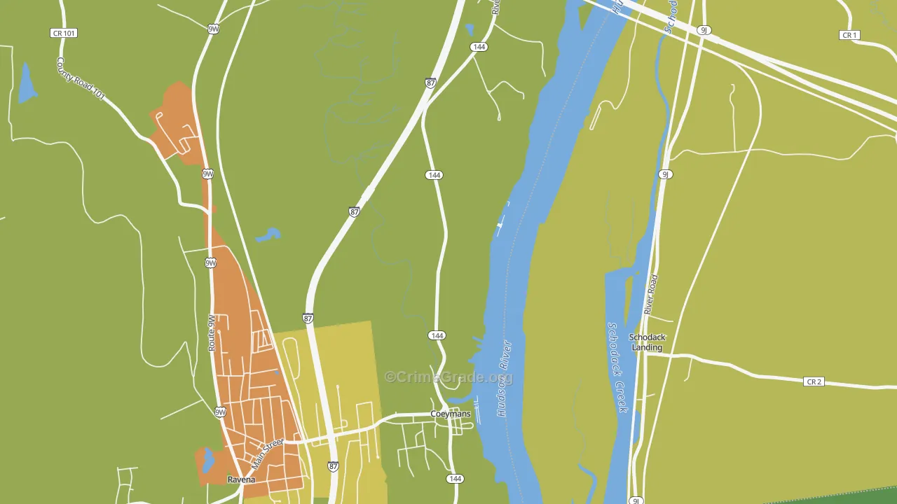 Coeymans, NY Map of Drug-Related Crime Rates