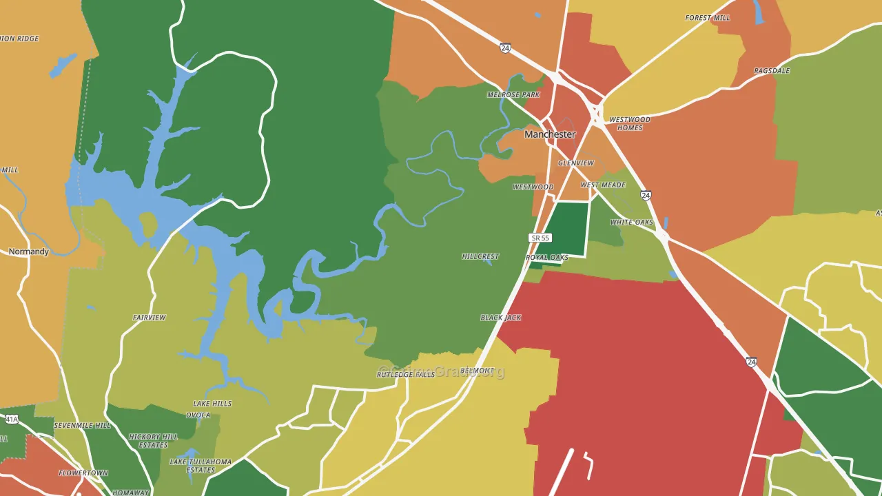 Coffee County, TN Map of Drug-Related Crime Rates