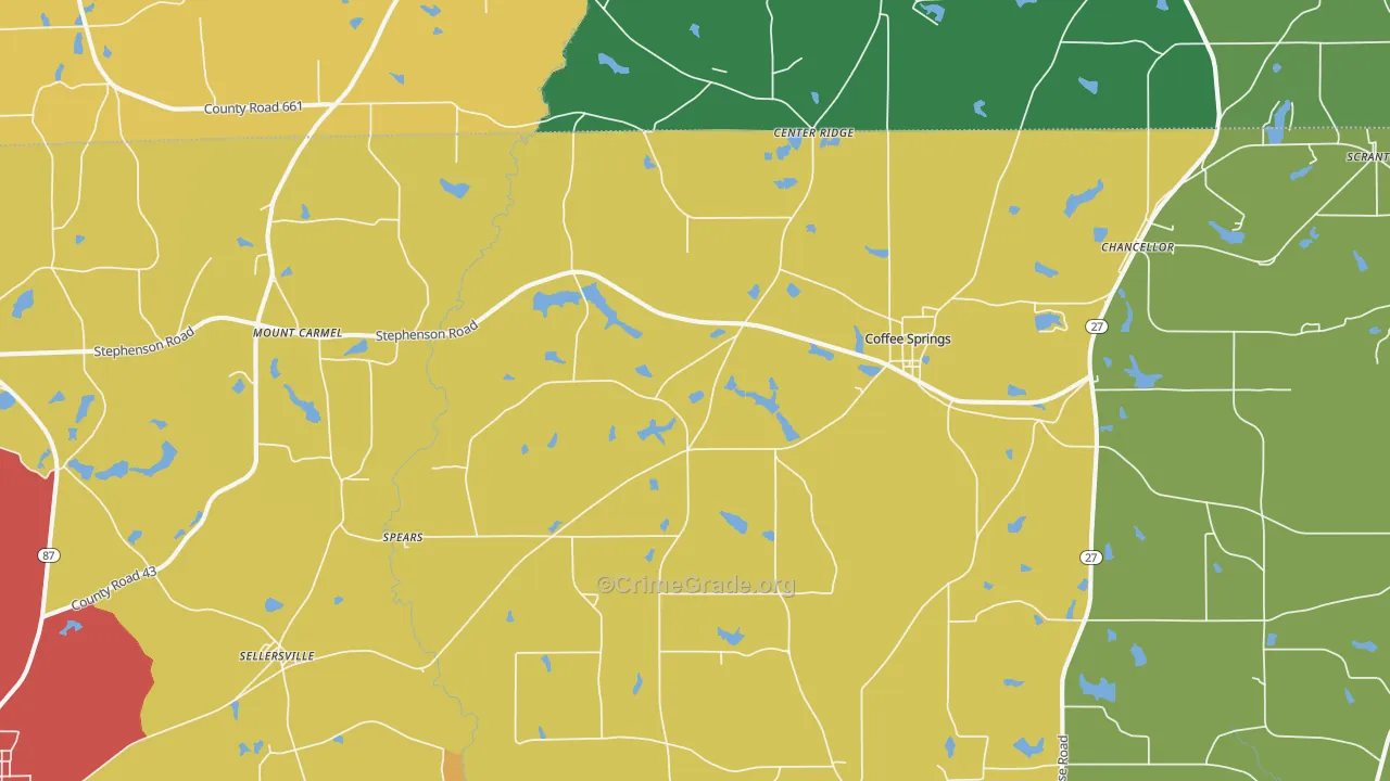 Coffee Springs, AL Map of Drug-Related Crime Rates