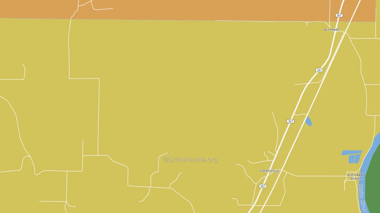 Coffeeville, AR Map of Drug-Related Crime Rates