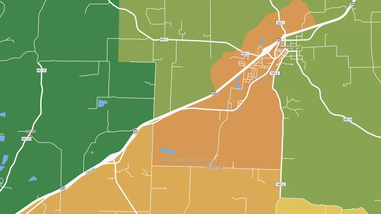 Coffeyton, MO Map of Drug-Related Crime Rates