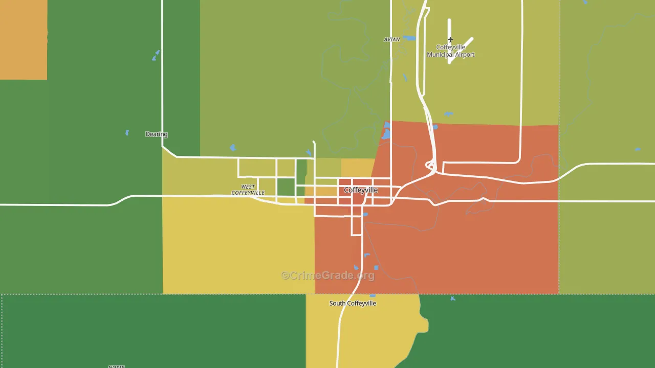 Coffeyville, KS Map of Drug-Related Crime Rates