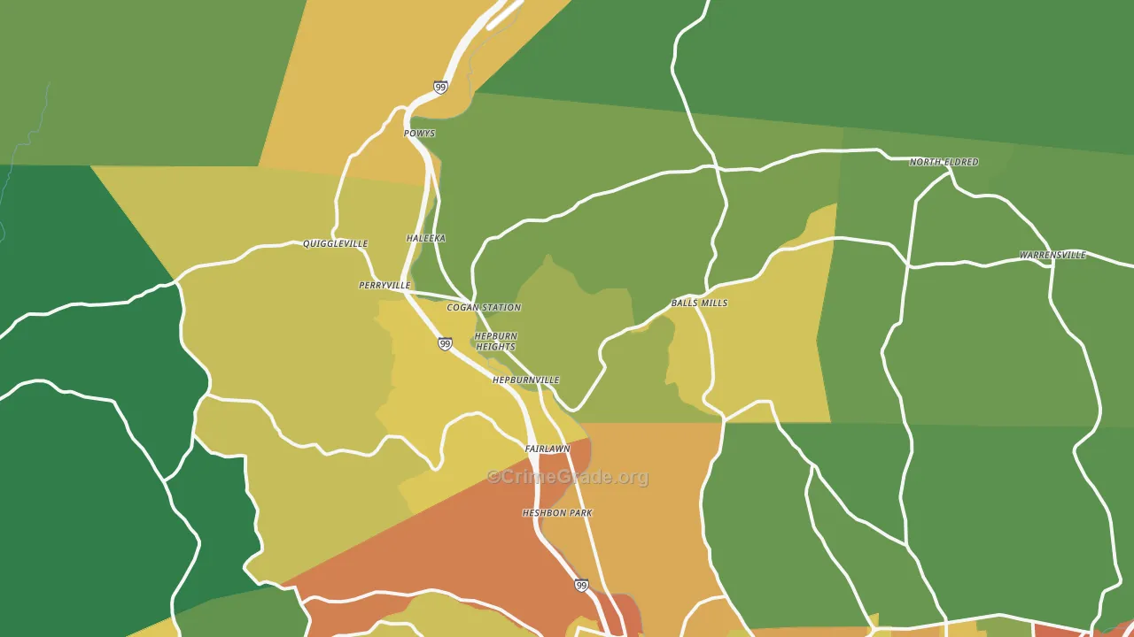 Cogan Station, PA Map of Drug-Related Crime Rates