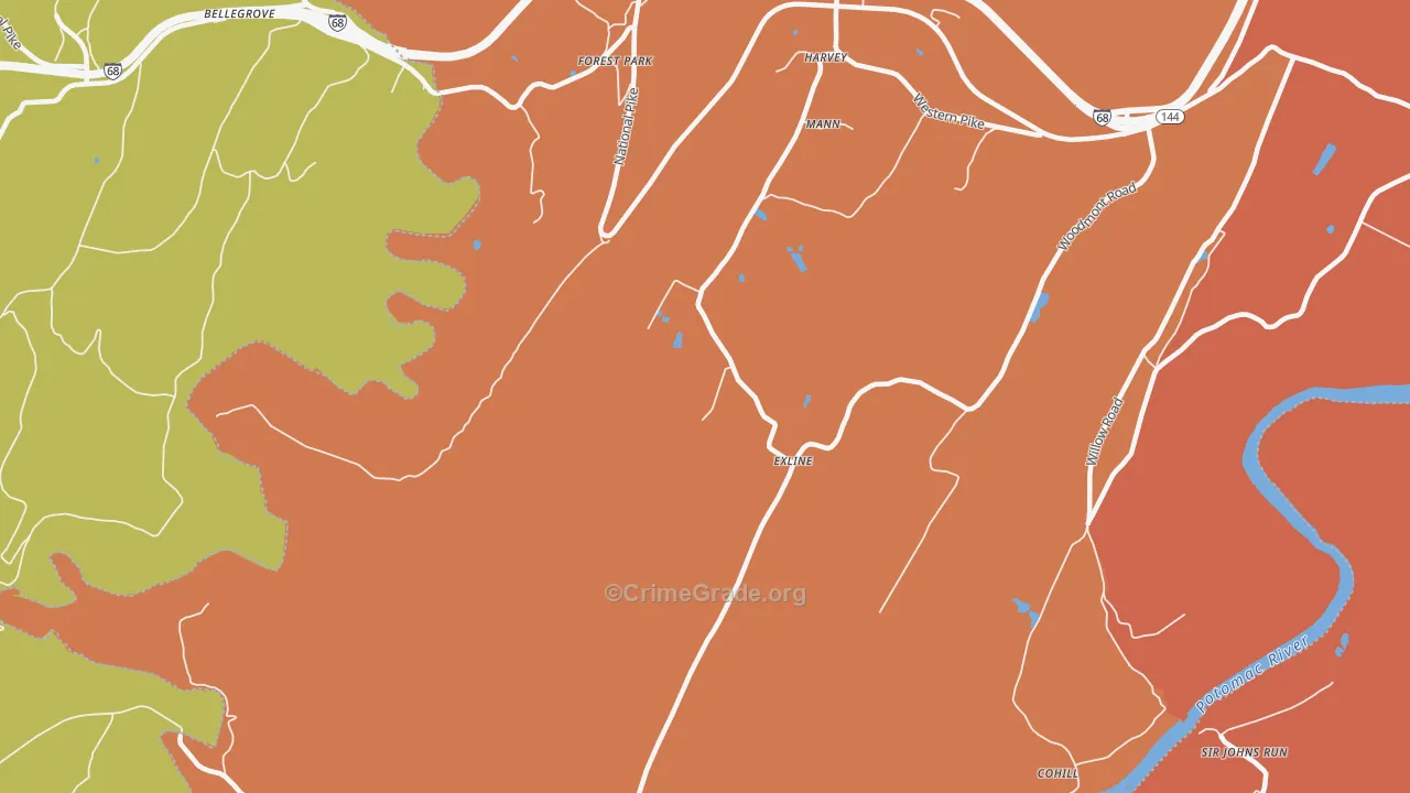 Cohill, MD Map of Drug-Related Crime Rates