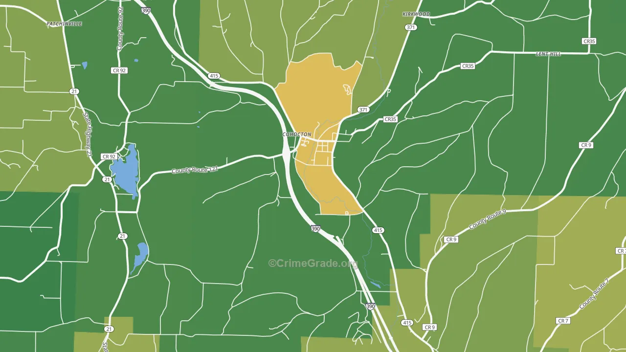 Cohocton, NY Map of Drug-Related Crime Rates