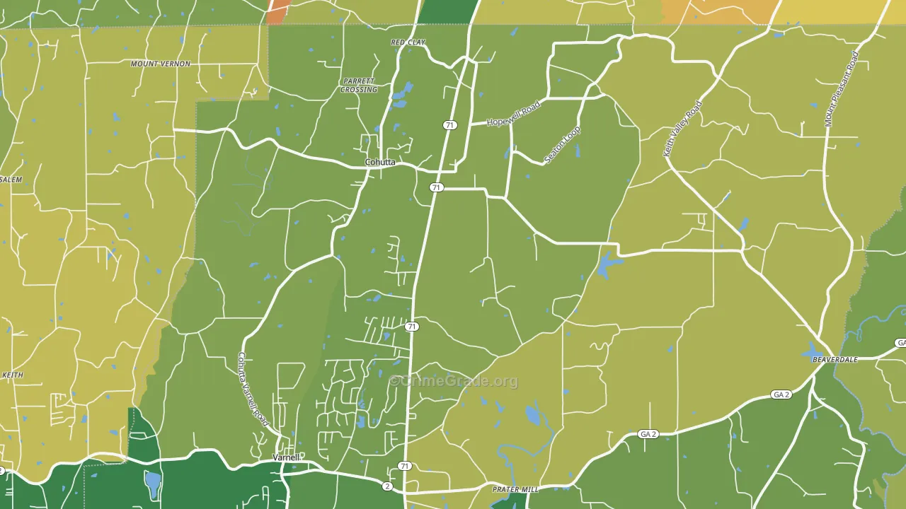 Cohutta, GA Map of Drug-Related Crime Rates