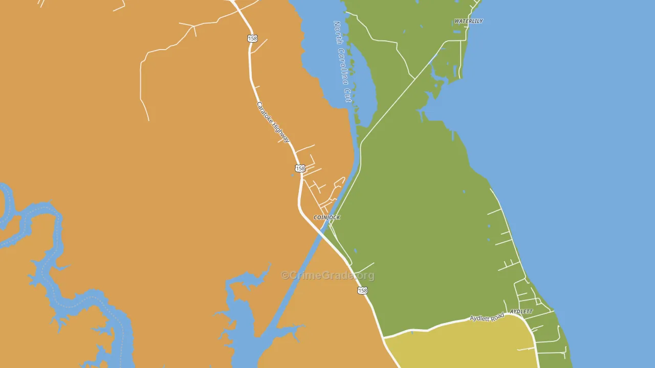 Coinjock, NC Map of Drug-Related Crime Rates