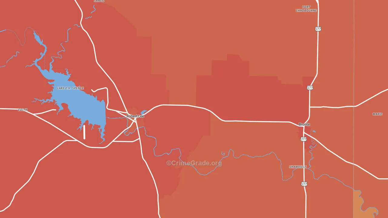 Coke County, TX Map of Drug-Related Crime Rates