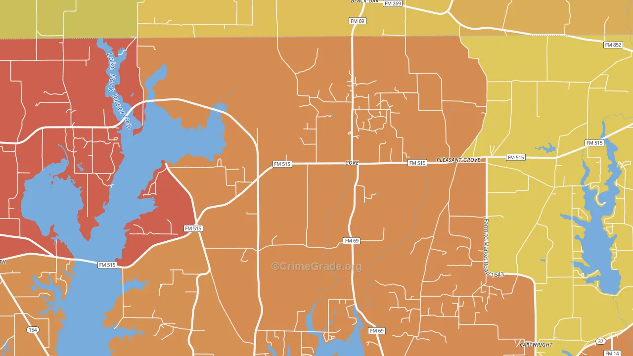 Coke, TX Map of Drug-Related Crime Rates