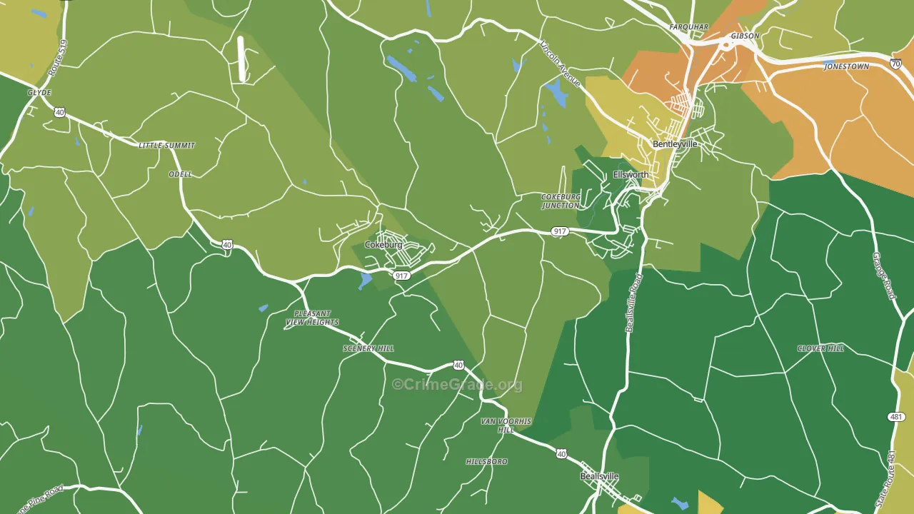 Cokeburg, PA Map of Drug-Related Crime Rates