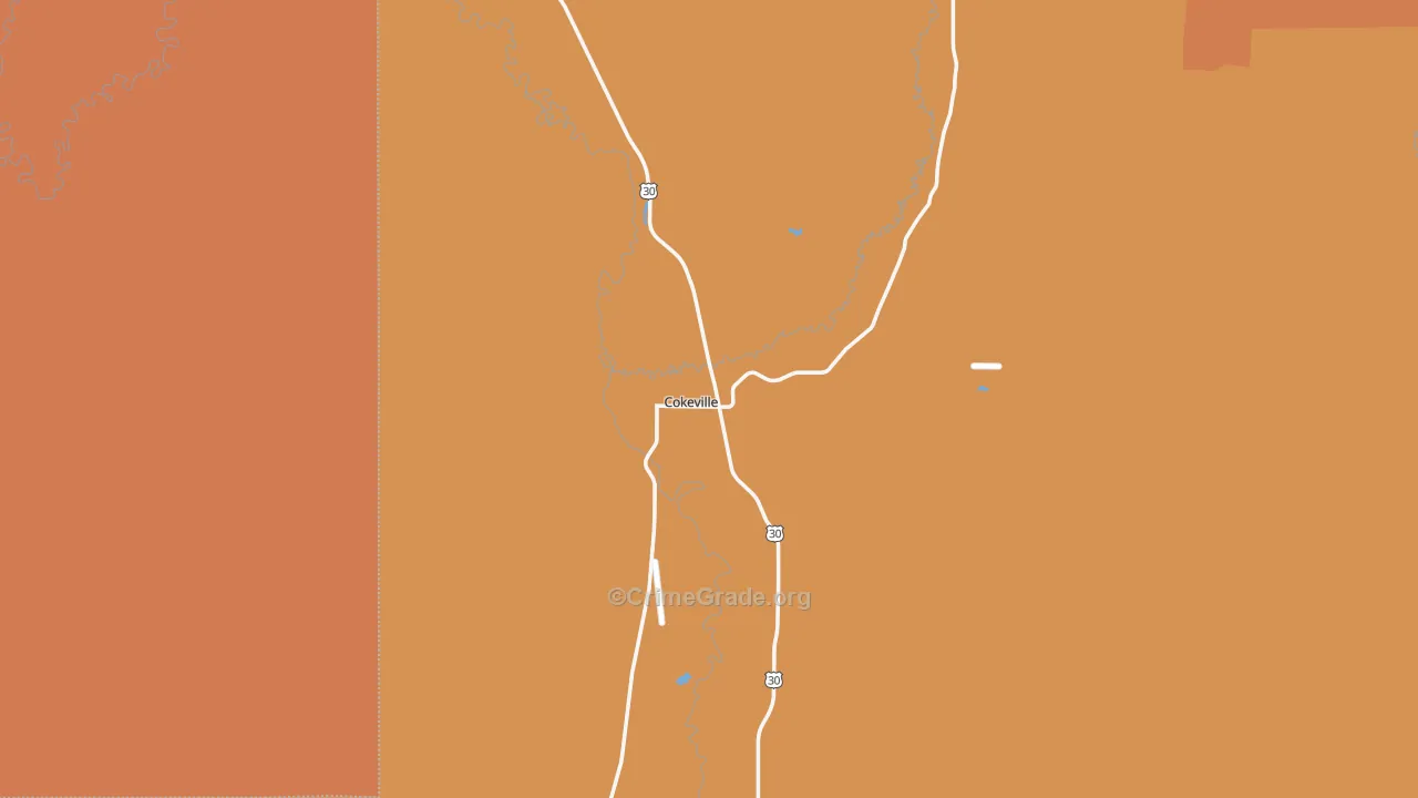 Cokeville, WY Map of Drug-Related Crime Rates