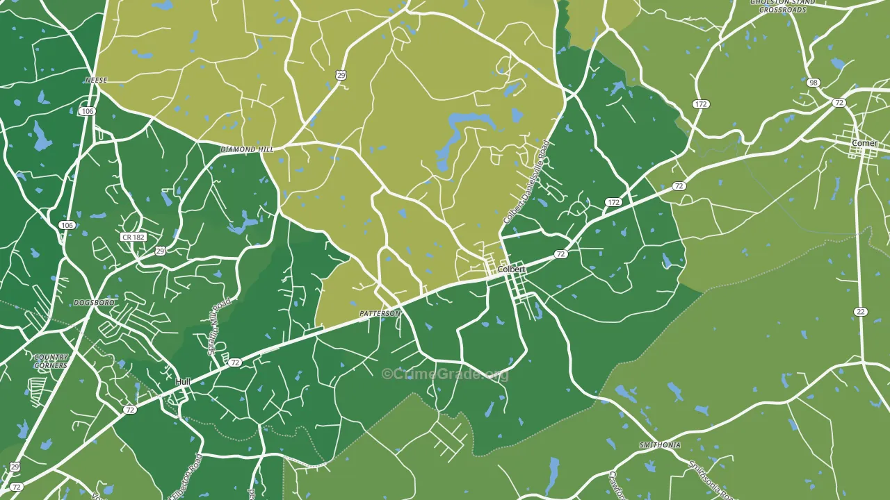 Colbert, GA Map of Drug-Related Crime Rates
