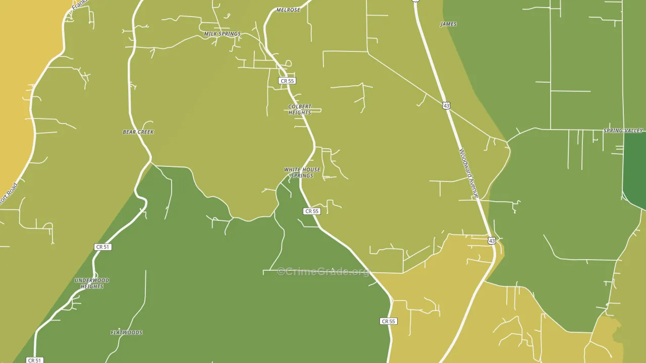 Colbert Heights, AL Map of Drug-Related Crime Rates