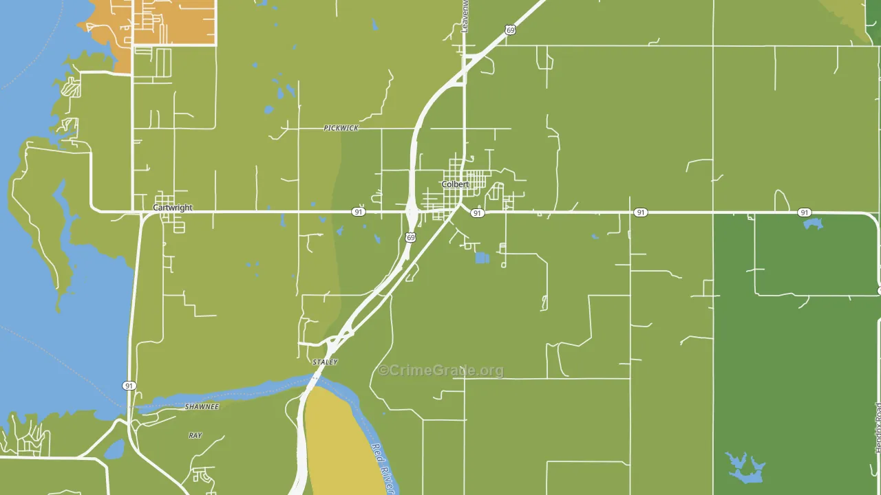 Colbert, OK Map of Drug-Related Crime Rates