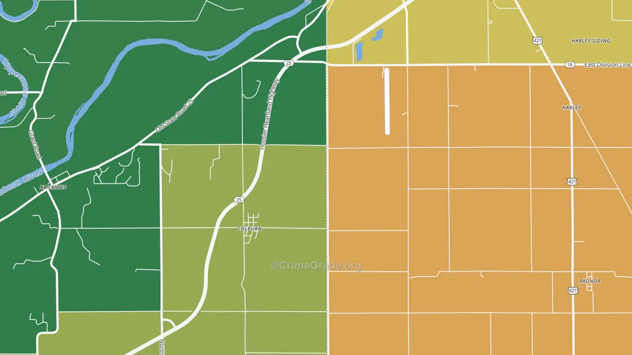 Colburn, IN Map of Drug-Related Crime Rates